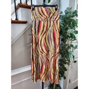 JBS Women's Multicolor Polyester A-Line Pull On Comfort Waist Long Maxi Skirt S